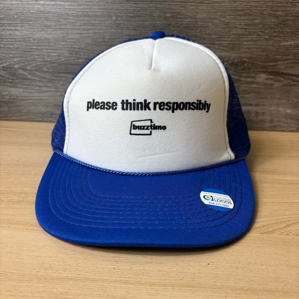 Buzztime Hat Cap Snap Back Blue Trucker Adjustable